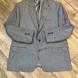 Lauren Ralph Lauren Men’s 46R‎ Silk Wool Gray Plaid Sport Coat Jacket